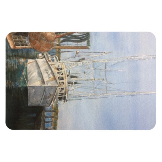 Waterverf Garnalenboot Kust Vist "Ocean Zeeen Magneet (Horizontaal)