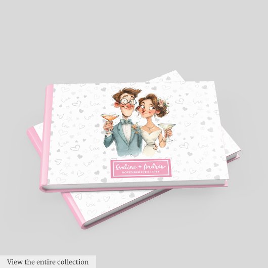 Waterverf gastenboek Funny Wedding Quirky Paar