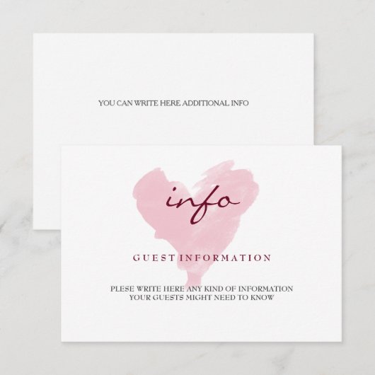 Waterverf Gastinformatiekaart Informatiekaartje (Voorkant / Achterkant)