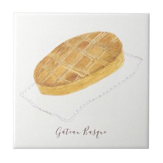 Waterverf Gâteau Basque Tegeltje (Voorkant)