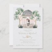 Waterverf gazebo met bride & groom eucalyptus kaart (Voorkant)