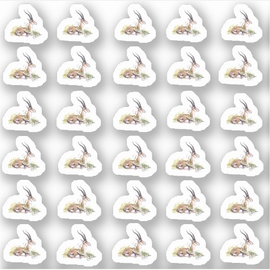 Waterverf gazelle met witte bloem mini Stickers (Voorkant)