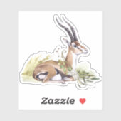 Waterverf gazelle met witte bloem Sticker (Vel)