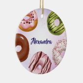 Waterverf Geassorteerde Donut Keramisch Ornament (Rechts)