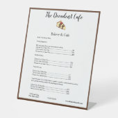 Waterverf Gebak Chef Cheesecake Menu Prijs Reclamebord Met Voetstuk (Voorkant)
