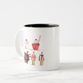 Waterverf gebakken banketbakkerswaren koekjes geba tweekleurige koffiemok (Voorkant links)