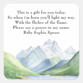 Waterverf gebergte - Gebed voor baby Vierkante Sticker