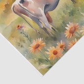 Waterverf Gebied van koeien en zonsopgang Tissuepapier (Detail)