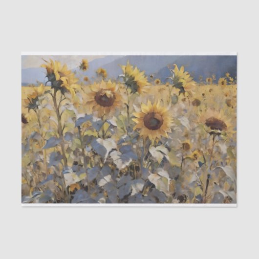 Waterverf Gebied van Zonnebloemen Decoupage Tissuepapier (Voorkant)