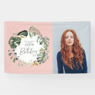 Waterverf gebladerte 30e foto verjaardagsfeest spandoek