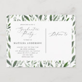 waterverf gebladerte afstuderen aankondiging/uitno aankondigingskaart (Achterkant)