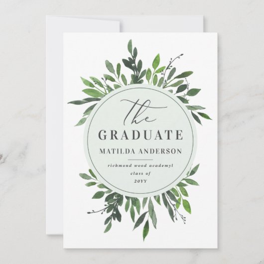 waterverf gebladerte afstuderen aankondiging/uitno kaart (Voorkant)