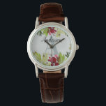 Waterverf gebladerte bloemen initiaal monogram horloge<br><div class="desc">Waterverf gebladerte bloemenmonogram initiaal gepersonaliseerd ontwerp. Ideaal voor verjaardagen,  kerst,  afstuderen,  bruiloft of om het even welk feest.</div>