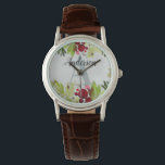 Waterverf gebladerte bloemen initiaal monogram horloge<br><div class="desc">Waterverf gebladerte bloemenmonogram initiaal gepersonaliseerd ontwerp. Ideaal voor verjaardagen, kerst, afstuderen, bruiloft of om het even welk feest.</div>