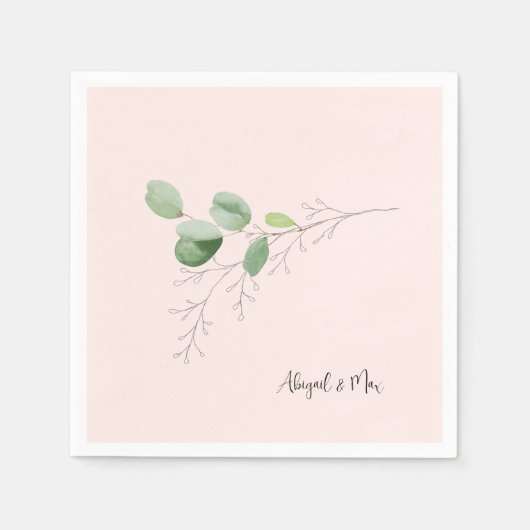 Waterverf gebladerte blush servet (Voorkant)