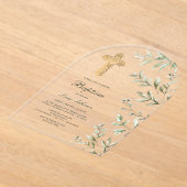 Waterverf gebladerte boogdoop acryl uitnodigingen (Laagn)