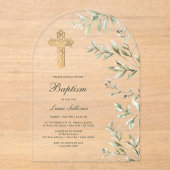 Waterverf gebladerte boogdoop acryl uitnodigingen (Voorkant)