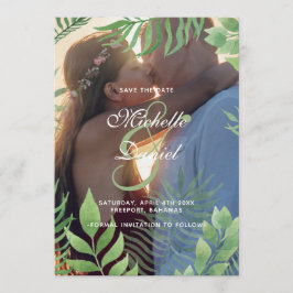 Waterverf gebladerte bruiloft opslaan van de datum save the date