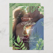 Waterverf gebladerte bruiloft opslaan van de datum save the date (Voorkant / Achterkant)