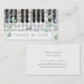 waterverf gebladerte decor pianist muziekleraar visitekaartje (Voorkant / Achterkant)