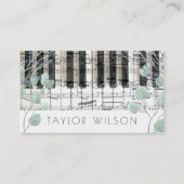 waterverf gebladerte decor pianist muziekleraar visitekaartje (Voorkant)