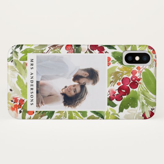 Waterverf gebladerte foto wintertelefoon geval Case-Mate iPhone case (Achterkant (horizontaal))