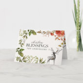 Waterverf gebladerte hert foto kerst kaart (Voorkant)