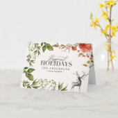 Waterverf gebladerte hert foto kerst kaart (Gele Bloem)