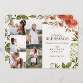 Waterverf gebladerte hert multi foto kerst feestdagenkaart (Voorkant / Achterkant)