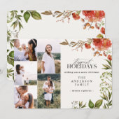 Waterverf gebladerte hert multi foto kerst feestdagenkaart (Voorkant / Achterkant)