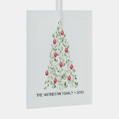 Waterverf gebladerte kerstboom gepersonaliseerd glas ornament (Voorkant Rechts)