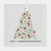 Waterverf gebladerte kerstboom gepersonaliseerd glas ornament (Achterkant)