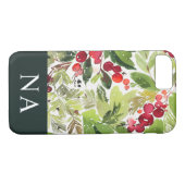 Waterverf gebladerte monogram initiaal Kerst Case-Mate iPhone Case (Achterkant (Horizontaal))