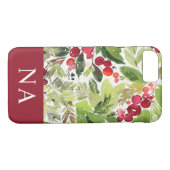 Waterverf gebladerte monogram initiaal Kerst Case-Mate iPhone Case (Achterkant (Horizontaal))