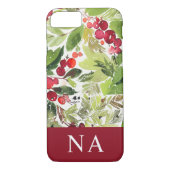 Waterverf gebladerte monogram initiaal Kerst Case-Mate iPhone Case (Achterkant)