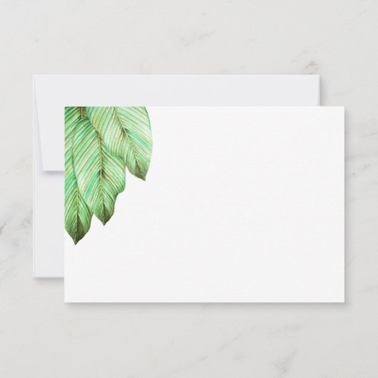 Waterverf gebladerte Tropische bruiloft RSVP (Achterkant)