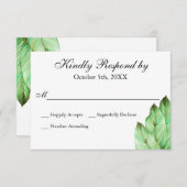 Waterverf gebladerte Tropische bruiloft RSVP (Voorkant / Achterkant)