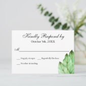 Waterverf gebladerte Tropische bruiloft RSVP Kaartje (Staand voorkant)