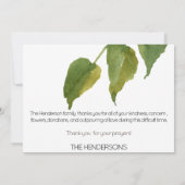 Waterverf gebladerte zonnebloem begrafenis dank u bedankkaart (Achterkant)