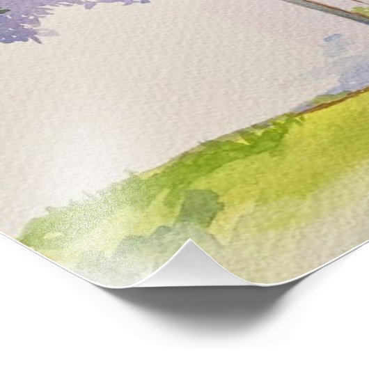 Waterverf gebogen tuin gate print foto afdruk (Hoek)