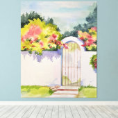 Waterverf gebogen tuinpoort canvas afdruk (Insitu (Houten vloer))