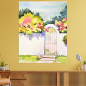 Waterverf gebogen tuinpoort canvas afdruk (Insitu (Woonkamer))