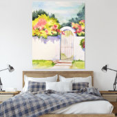 Waterverf gebogen tuinpoort canvas afdruk (Insitu (Slaapkamer))
