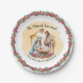 Waterverf Geboorte en rozen aanpasbaar Papieren Bordje (Voorkant)