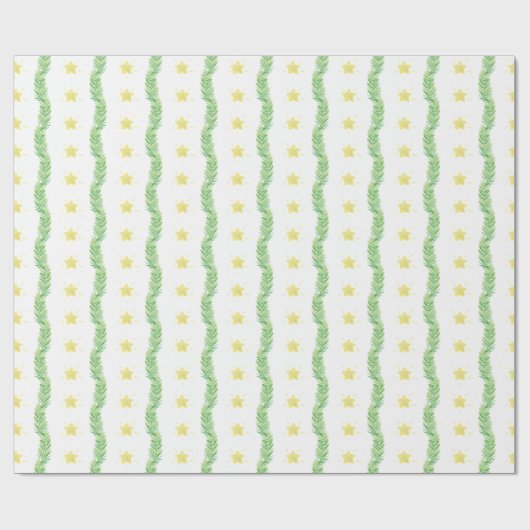 Waterverf Geboorte Kerststerren & Garland Cadeaupapier (Vlak)