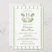 Waterverf Geboorte Monogram Crest Kerstmis Kaart (Voorkant)