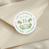 Waterverf Geboorte Monogram Crest Kerstmis Ronde Sticker