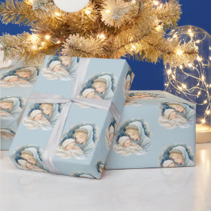 Waterverf Geboorte Scène Religieuze Kerstmis Cadeaupapier
