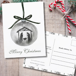 Waterverf Geboorte Vrolijk Kerstfeest Ornament Feestdagenkaart