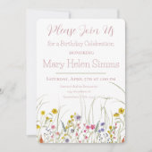 Waterverf Geboortepartij Uitnodiging Wilde Bloemen (Voorkant)